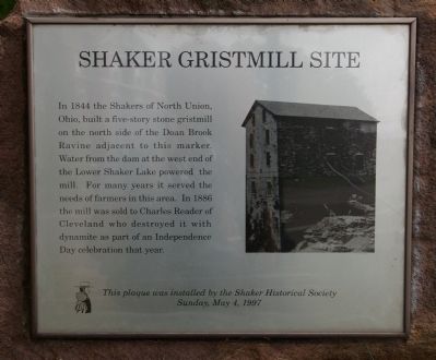 Shaker Gristmill Site Marker. Click for full size. Shaker Gristmill Site Marker image. Click for full size.