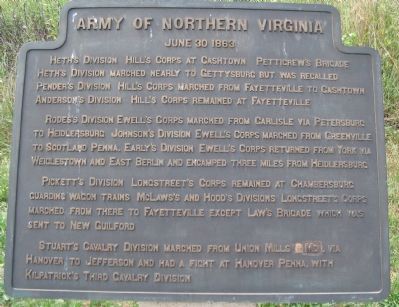 Army of Northern Virginia Tablet - June 30, 1863 image. Click for full size.