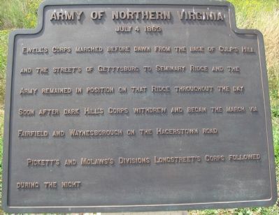 Army of Northern Virginia Tablet - July 4, 1863 image. Click for full size.