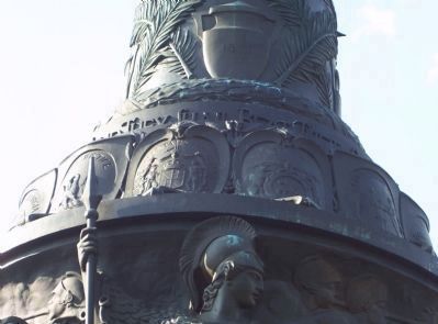 Confederate Memorial, close up of reliefs on east frieze. Click for full size. Confederate Memorial, close up of reliefs on east frieze image. Click for full size.