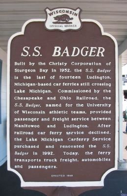 <i>S.S. Badger</i> Marker <i>(south side)</i> image. Click for full size.
