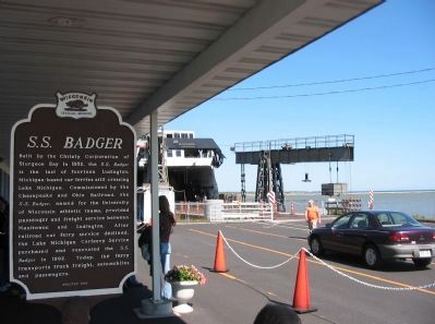 Manitowoc and the Car Ferries / <i>S.S. Badger</i> Marker. Click for full size. Manitowoc and the Car Ferries / <i>S.S. Badger</i> Marker image. Click for full size.