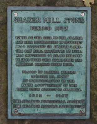 Shaker Mill Stone Marker. Click for full size. Shaker Mill Stone Marker image. Click for full size.