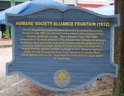 Humane Society Alliance Fountain (1912) Marker image. Click for full size.