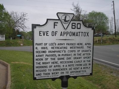 Eve of Appomattox Marker. Click for full size. Eve of Appomattox Marker image. Click for full size.