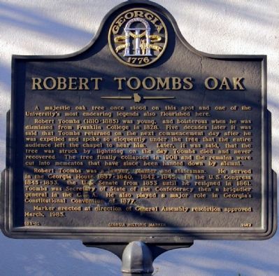Robert Toombs Oak Marker image. Click for full size.