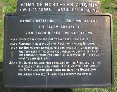 Dance's Battalion - Griffin's Battery Tablet. Click for full size. Dance's Battalion - Griffin's Battery Tablet image. Click for full size.
