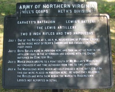 Garnett's Battalion - Lewis's Battery Tablet image. Click for full size.