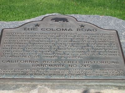 The Coloma Road Marker. Click for full size. The Coloma Road Marker image. Click for full size.