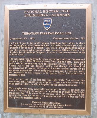 Tehachapi Pass Railroad Line Marker image. Click for full size.