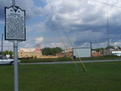 Newberry Cotton Mills Marker, looking back ( east) towards Tarrant Street image. Click for full size.