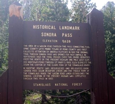 Sonora Pass Marker. Click for full size. Sonora Pass Marker image. Click for full size.