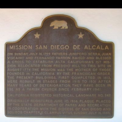 Mission San Diego de Alcala Marker image. Click for full size.