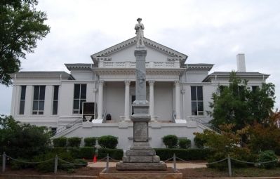 Laurens County Court House - South (Front) Entrance<br>Confederate Monument in Center image. Click for full size.