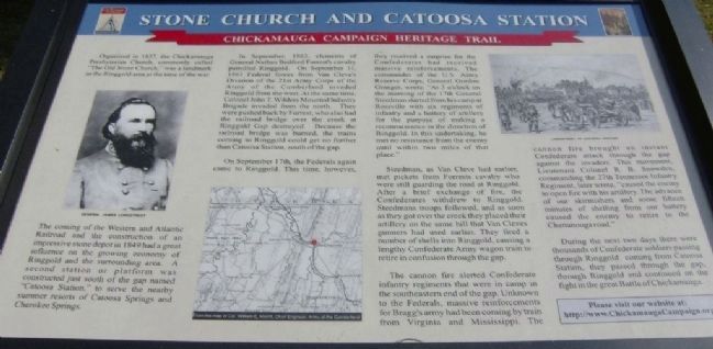 Stone Church And Catoosa Station Marker. Click for full size. Stone Church And Catoosa Station Marker image. Click for full size.