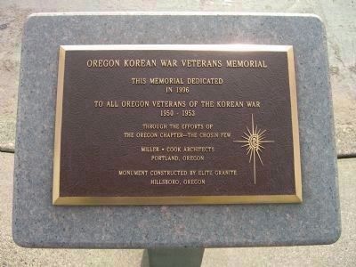 Oregon Korean War Veterans Memorial Marker image. Click for full size.