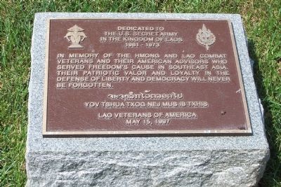 U.S. Secret Army in the Kingdom of Laos. Marker. Click for full size. U.S. Secret Army in the Kingdom of Laos. Marker image. Click for full size.