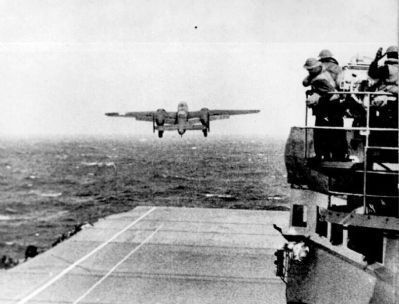 A Doolittle Raider's B-25 lifts-off from the USS Hornet image. Click for full size.