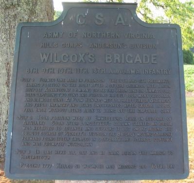 Wilcox's Brigade Tablet. Click for full size. Wilcox's Brigade Tablet image. Click for full size.