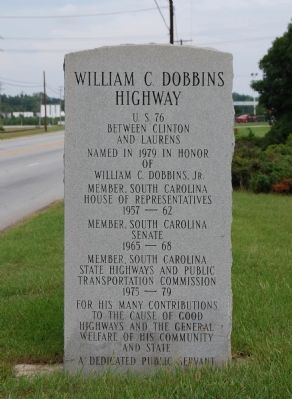 William C. Dobbins Highway Marker image. Click for full size.