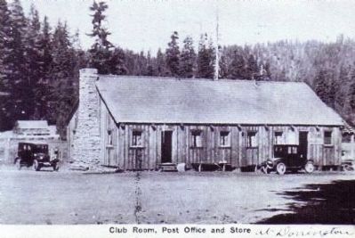 Vintage Postcard - Club Room, Post Office and Store image. Click for full size.