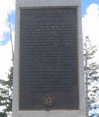 Snowshoe Thom(p)son Marker. Click for full size. Snowshoe Thom(p)son Marker image. Click for full size.