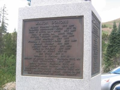 Major Donor Plaque Mounted on East Side of Monument. Click for full size. Major Donor Plaque Mounted on East Side of Monument image. Click for full size.