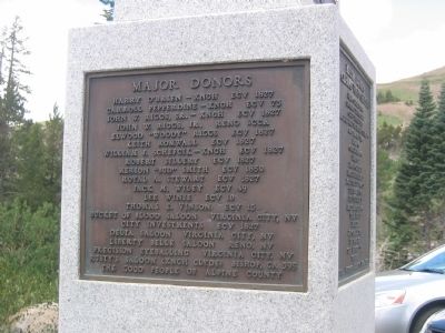 Major Donor Plaque Mounted on East Side of Monument image. Click for full size.
