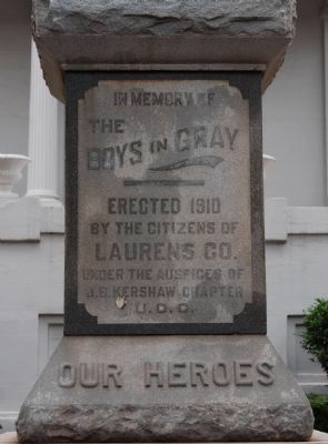 Laurens County Confederate Monument Marker - Front. Click for full size. Laurens County Confederate Monument Marker - Front image. Click for full size.