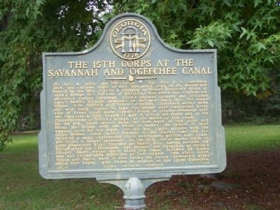 The 15th Corps at the Savannah and Ogeechee Canal Marker. Click for full size. The 15th Corps at the Savannah and Ogeechee Canal Marker image. Click for full size.