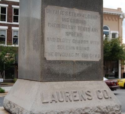Laurens County Confederate Monument Marker - Reverse image. Click for full size.