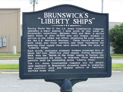 Brunswick's "Liberty Ships" Marker. Click for full size. Brunswick's "Liberty Ships" Marker image. Click for full size.