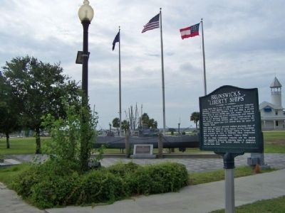 Brunswick's "Liberty Ships" Marker near Brunswick WW II Memorial. Click for full size. Brunswick's "Liberty Ships" Marker near Brunswick WW II Memorial image. Click for full size.