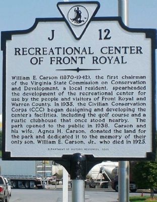 Recreational Center of Front Royal Marker image. Click for full size.