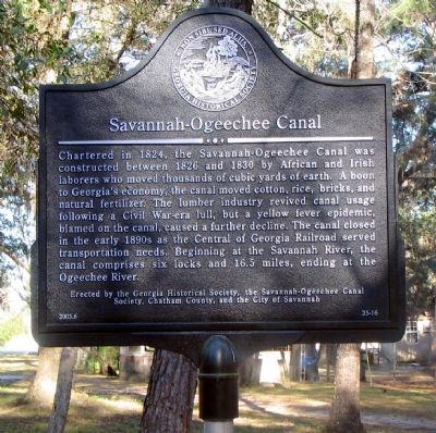 Savannah-Ogeechee Canal Marker. Click for full size. Savannah-Ogeechee Canal Marker image. Click for full size.