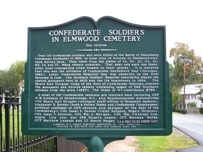 Confederate Soldiers in Elmwood Cemetery Marker image. Click for full size.