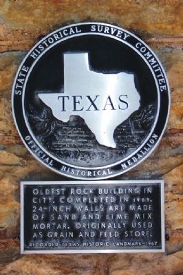 Oldest Rock Building in City Marker image. Click for full size.