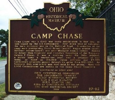Camp Chase Marker (front) image. Click for full size.