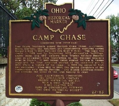 Camp Chase Marker (back). Click for full size. Camp Chase Marker (back) image. Click for full size.