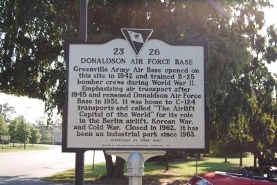 Donaldson Air Force Base / Captain John O. Donaldson Marker image. Click for full size.