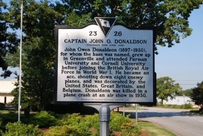 Donaldson Air Force Base / Captain John O. Donaldson Marker image. Click for full size.