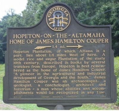 Hopeton-on-the-Altamaha Marker image. Click for full size.
