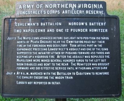 Eshleman's Battalion - Norcom's Battery Tablet image. Click for full size.