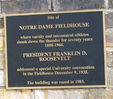 Notre Dame Fieldhouse Marker image. Click for full size.