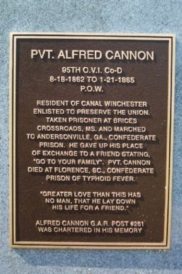 Private Alfred Cannon Marker. Click for full size. Private Alfred Cannon Marker image. Click for full size.