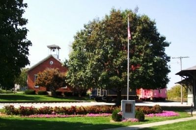 Cannon Marker with Prentiss School in Background. Click for full size. Cannon Marker with Prentiss School in Background image. Click for full size.