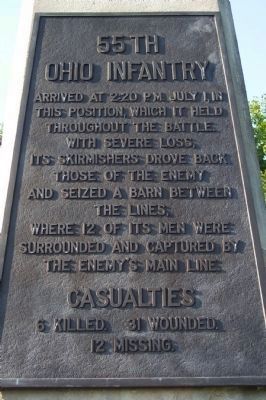 55th Ohio Infantry Battle Chronology image. Click for full size.