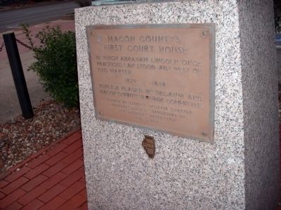 Macon County's First Court House Marker. Click for full size. Macon County's First Court House Marker image. Click for full size.