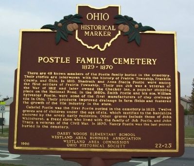 Postle Family Cemetery Marker image. Click for full size.