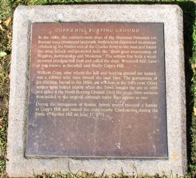 Copp's Hill Burying Ground Marker. Click for full size. Copp's Hill Burying Ground Marker image. Click for full size.